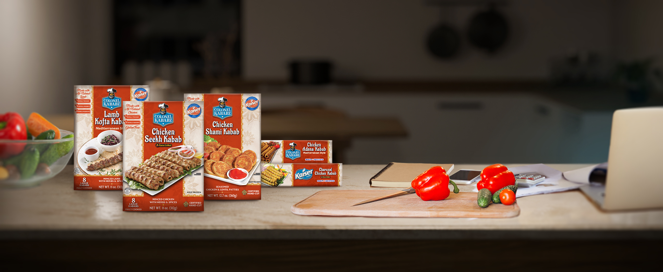 Quick and easy weeknight dinners, traditional Indian kebabs, Mediterranean kebabs, Kaiser and Colonel Kababz products