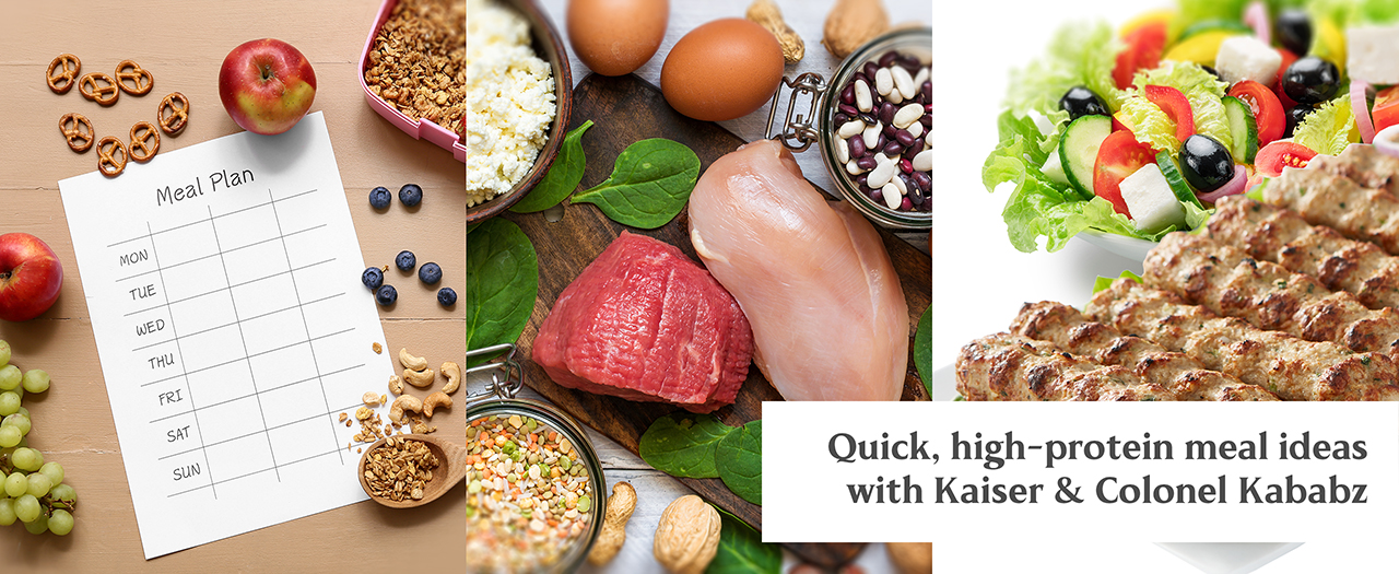 high protein meal ideas. quick high protein meals. ready to eat high protein kebabs. Kaiser & Colonel Kababz.